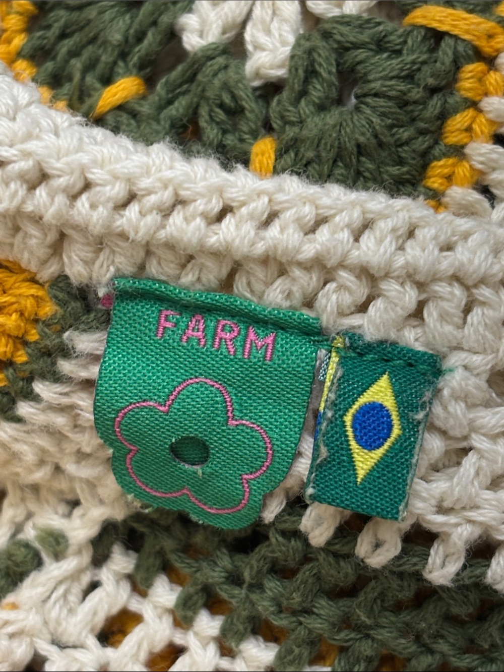 FARM Rio Cream, Mustard & Olive Crochet Button-Up Sweater - Picture 13 of 16